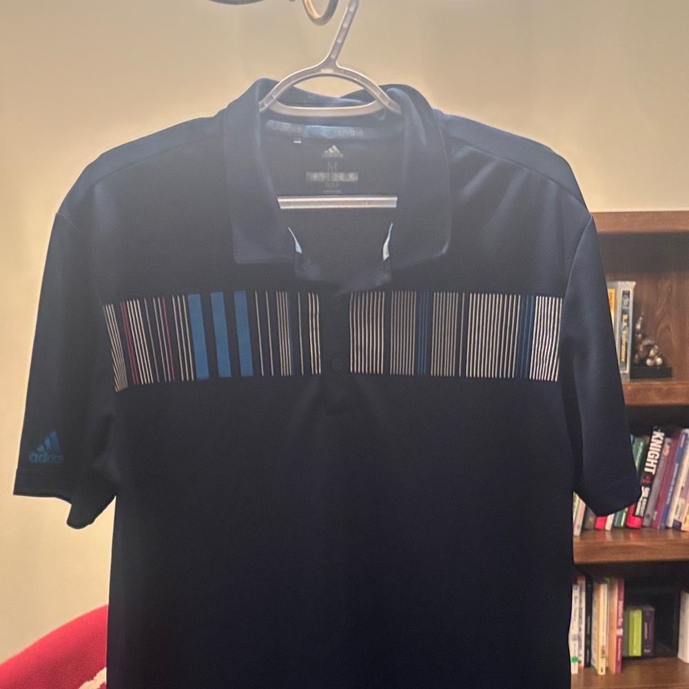 Adidas Men's Striped Navy Polo Shirt